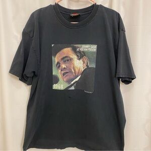 Vintage Zion Rootswear Johnny Cash Folsom Graphic Black T-Shirt